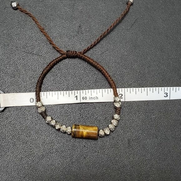 Adjustable corded bracelet with tigers eye stone - Picture 6 of 8